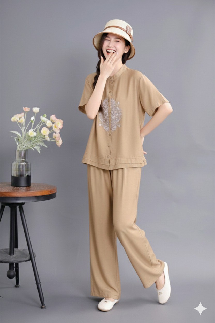 Comfort Fit Cotton Embroidered Top & Plazzo Pant