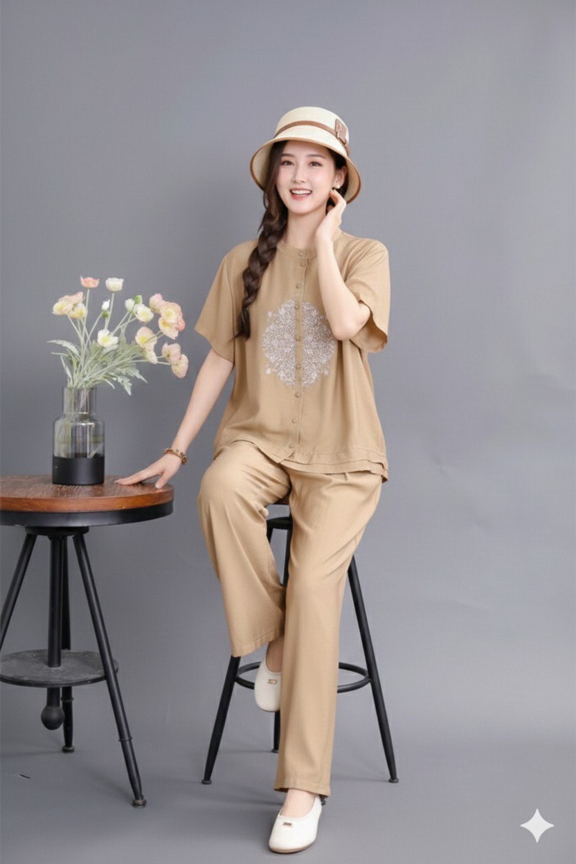 Comfort Fit Cotton Embroidered Top & Plazzo Pant