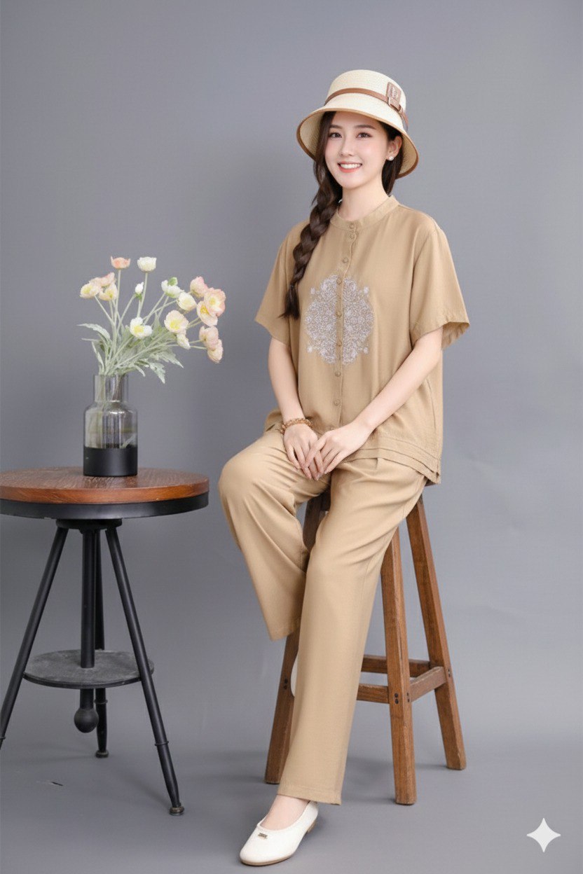 Comfort Fit Cotton Embroidered Top & Plazzo Pant