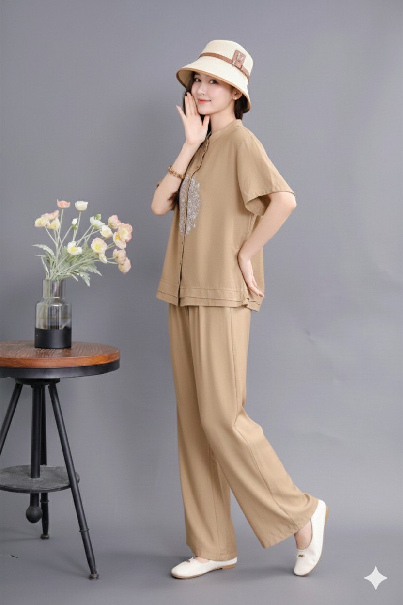 Comfort Fit Cotton Embroidered Top & Plazzo Pant