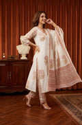 White Cambric Cotton Kurti And Pant With Dupatta