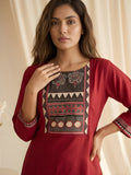 Maroon Printed Neck Kurti with Pant set